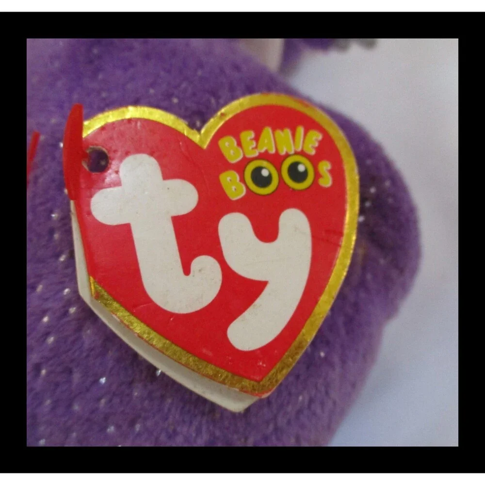 Ty Beanie Boos Daphne The Purple Dragon Big Green Glitter Eyes 6